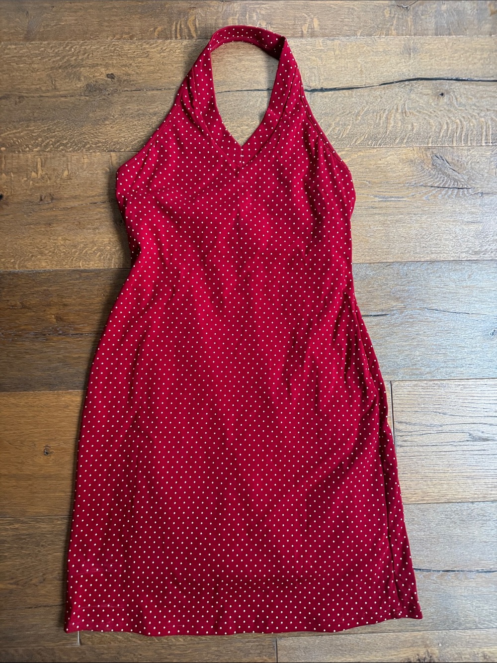 OGL Red Halter Mini Dress with White Polka Dots